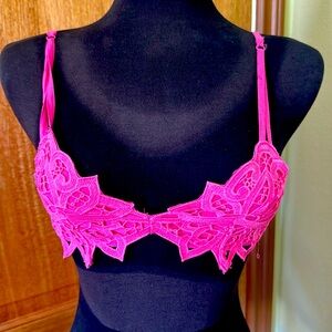 Intimately Free People Elegant Lace Bralette in Hot Pink XS